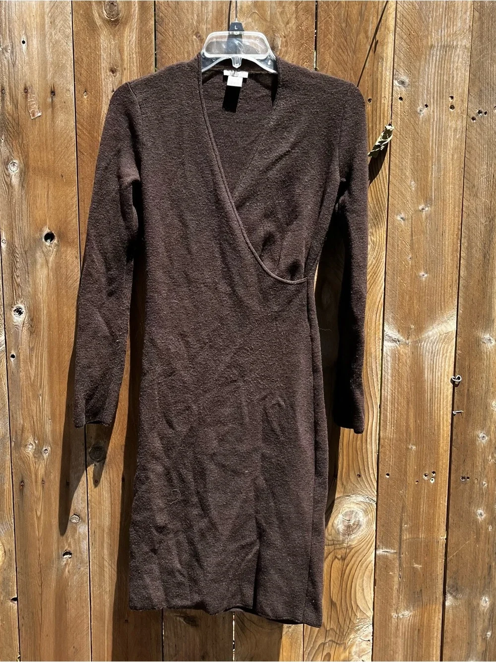 Ann Taylor Grunge Fairycore Petite Classic Brown Wrap-Style Women's Dress